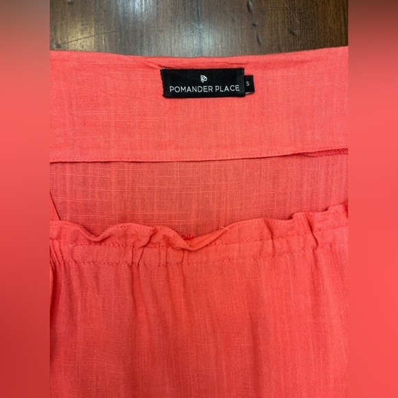 Pomander Place Tuckernuck Darcy Dress Small Coral Linen Blend Summer Chic Beach - Picture 9 of 13